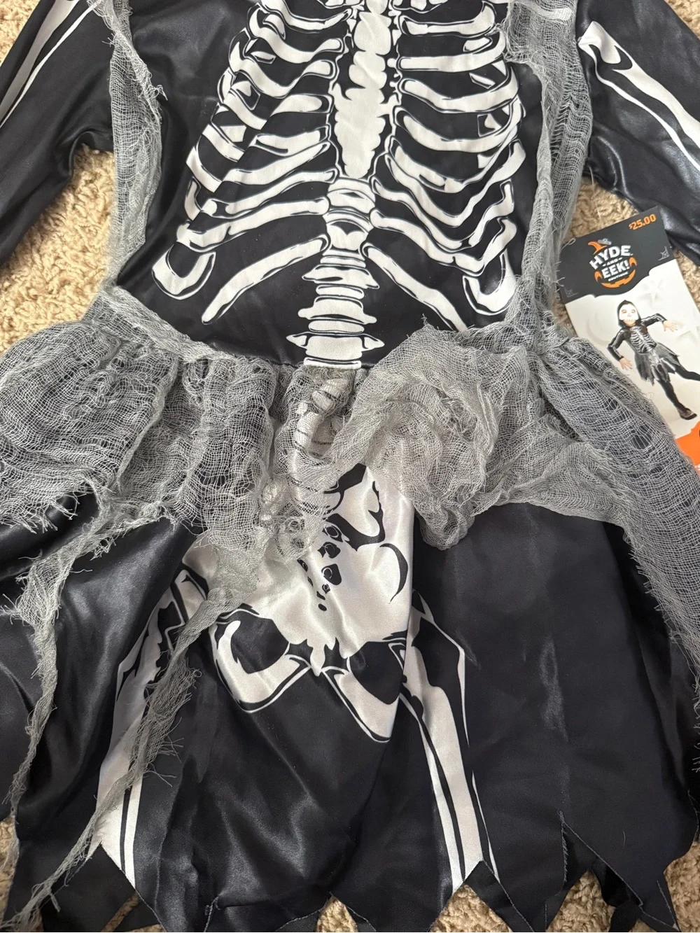 Girls Skeleton Halloween Costume M NWT